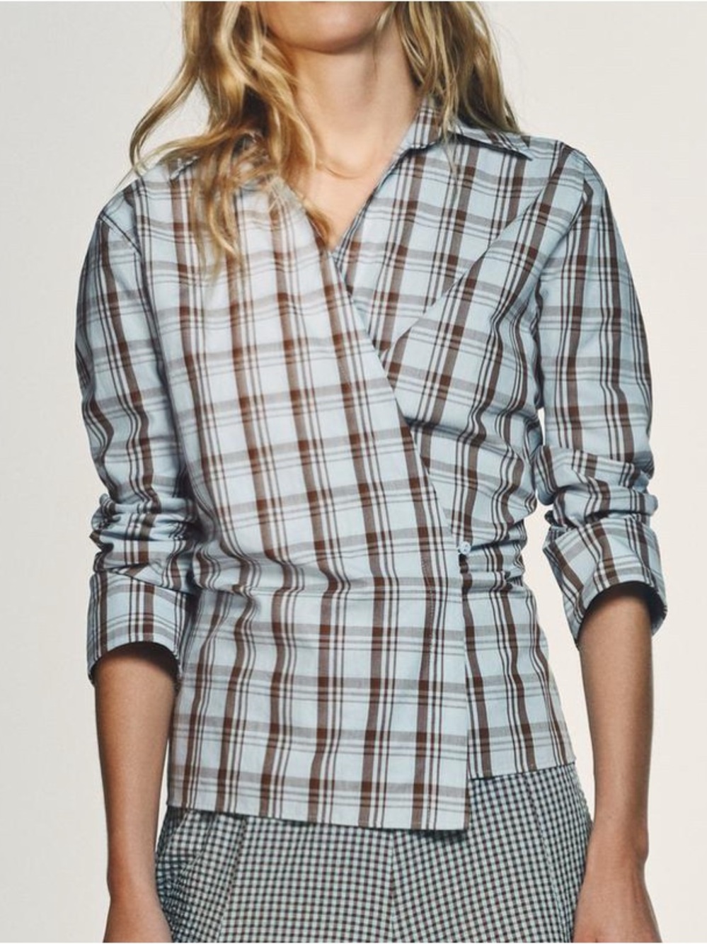Zara Plaid Wrap Poplin Shirt